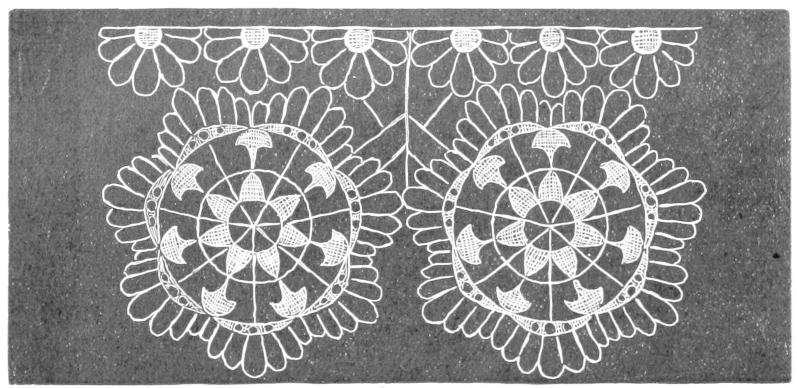 Lace with radiating designs Lace with radiating designs