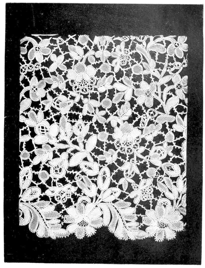 Lace with many leaves and flowers Lace with many leaves and flowers