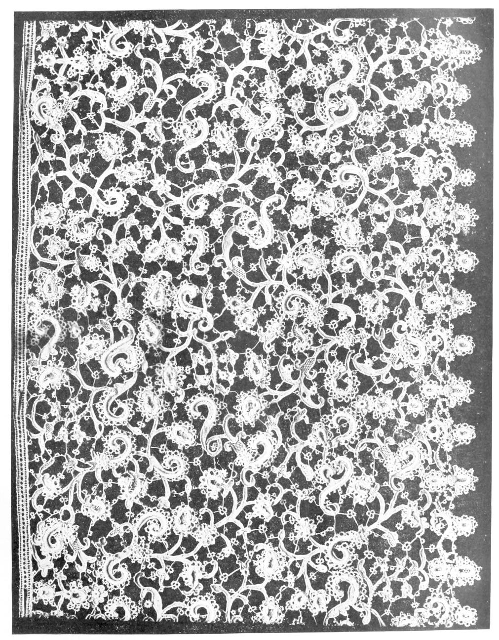 Lace, curly foliage and flowers     decorated with small loops