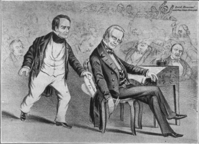 An Old Cartoon Representing Webster "Stealing Clay's Thunder" An Old Cartoon Representing Webster "Stealing Clay's Thunder"