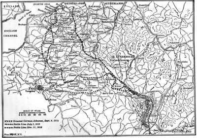 Western Battle Lines of the Various Years of the World War Western Battle Lines of the Various Years of the World War