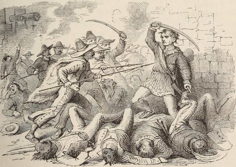 Fall of Crockett in the Alamo.