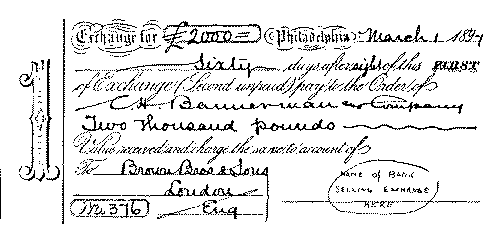 A bill of exchange (banker's). A bill of exchange (banker's).