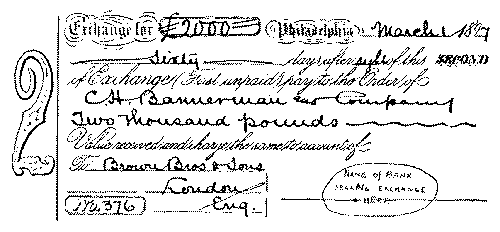 A bill of exchange (banker's). A bill of exchange (banker's).