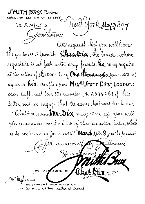 First page of a letter of credit. First page of a letter of credit.