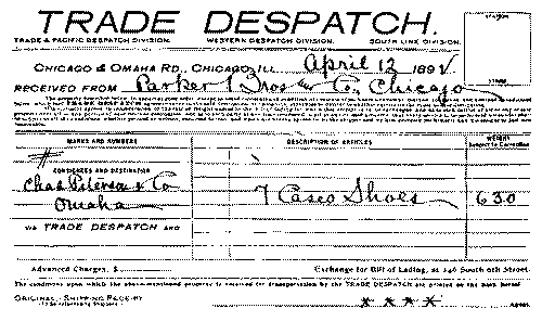 A shipping receipt (original). A shipping receipt (original).