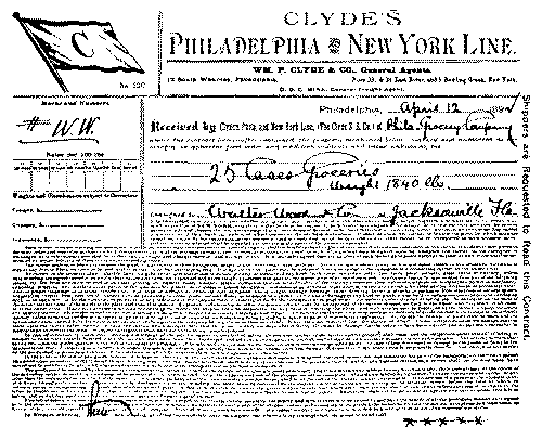 A steamship bill of lading. A steamship bill of lading.