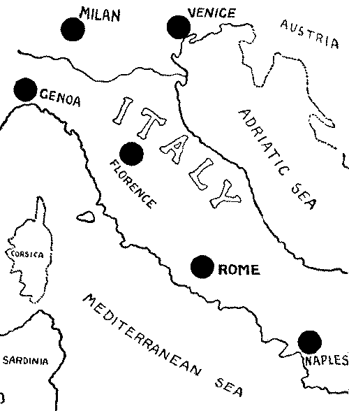 Italy and its chief commercial centres. Italy and its chief commercial centres.