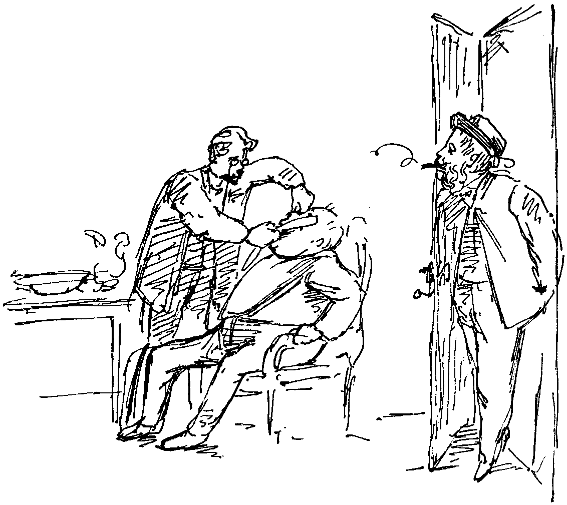 'I SAY, GOVERNOR, MIND YOU DON'T GASH HIS THROAT AS YOU DID THAT POOR OLD SPANIARD'S!'