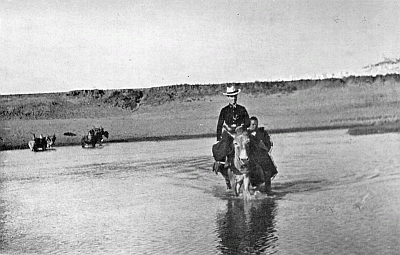 THE AUTHOR FORDING THE WAD-EL-MARTINE. THE AUTHOR FORDING THE WAD-EL-MARTINE.