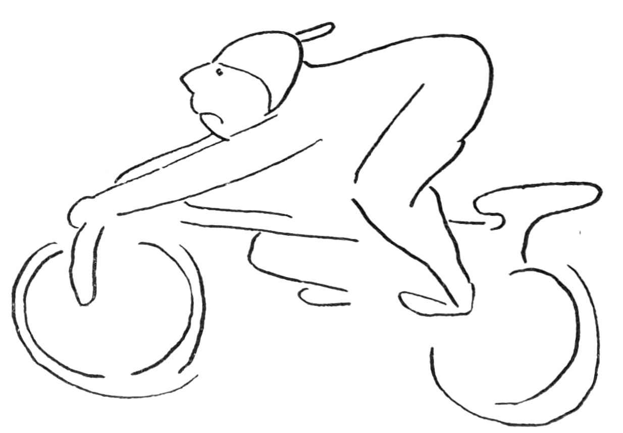 Sketch of person riding a bicycle.
