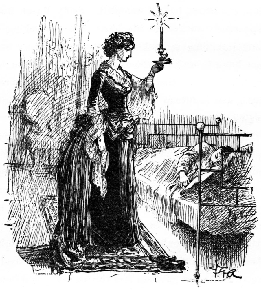 Mrs. Hall, bending over the bedstead, stood watching.