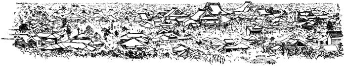 Fig. 2.—View in Tokio, showing temples and gardens. (Copied from a Photograph).