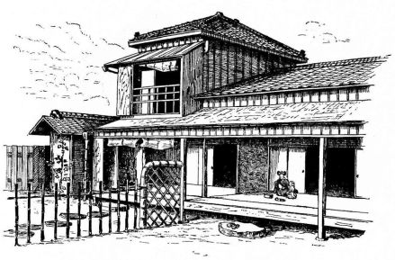 Fig. 37.—View of Dwelling from Garden, Tokio.