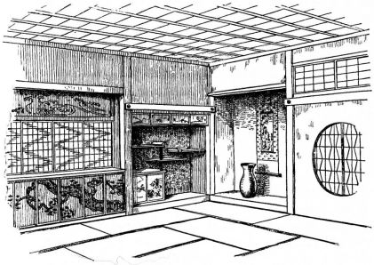 Fig. 120.—Guest-room, with recesses in corners.