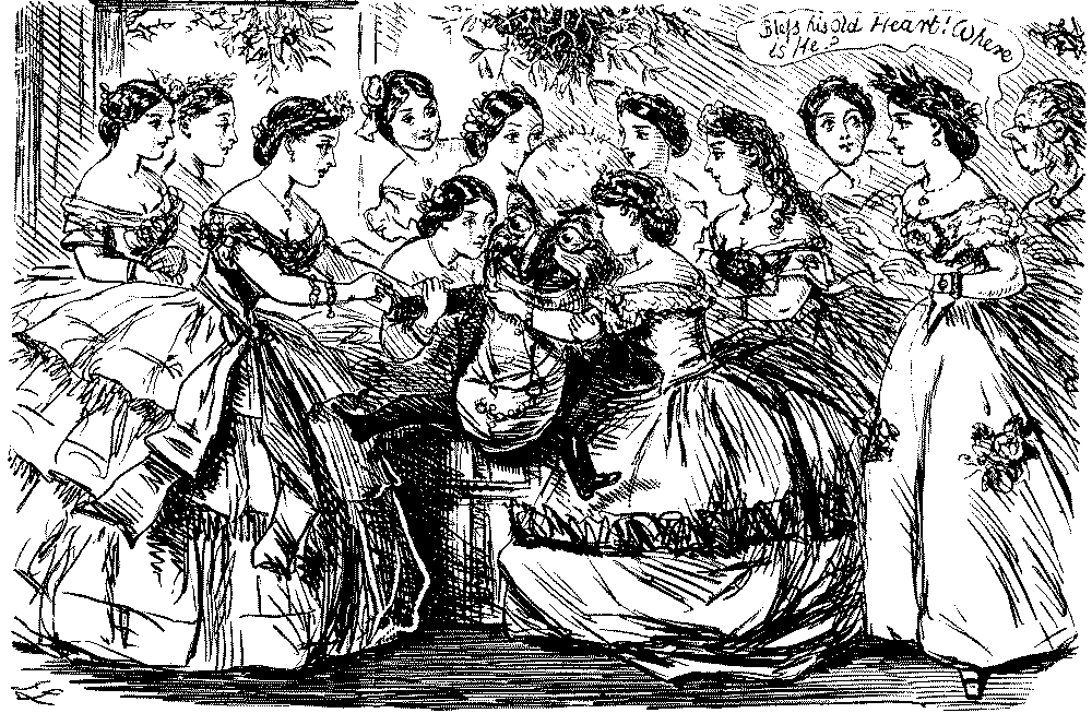 Mr. Punch surrounded by women.