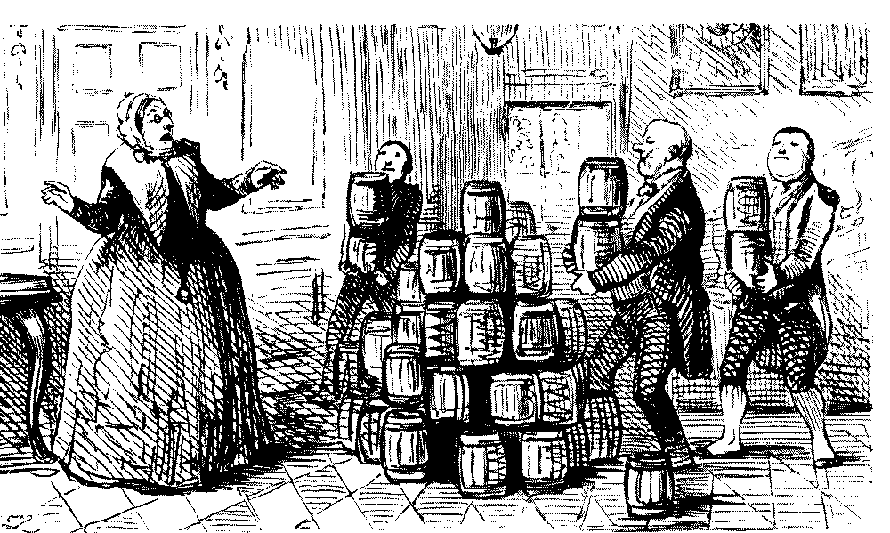 Lady with several barrels.