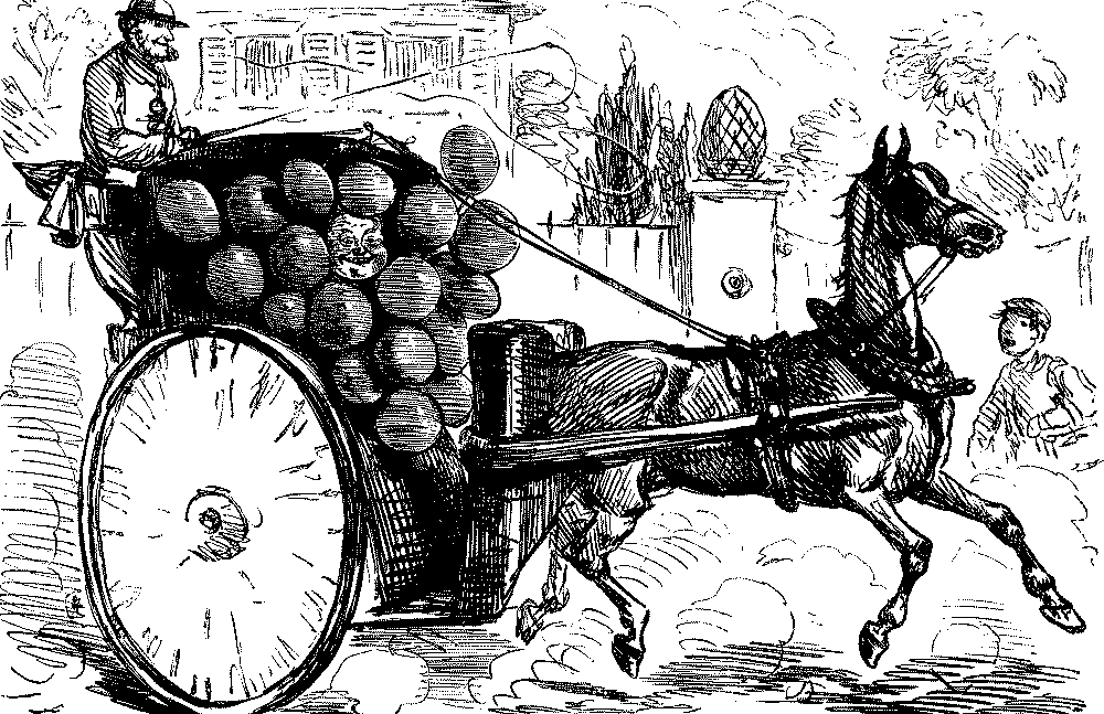 A man in a carriage with ballons.