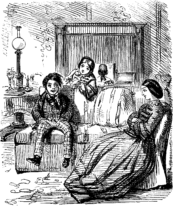 Lady and boy talking.