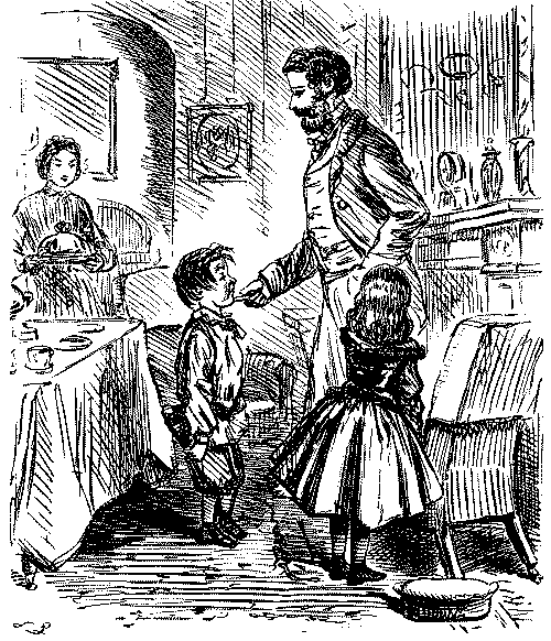 Father talking to children.