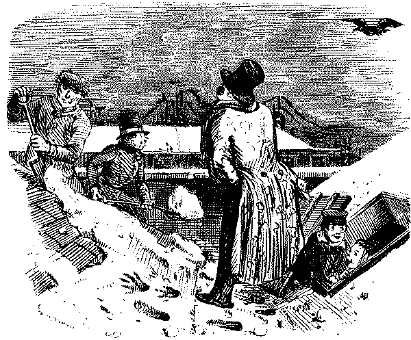 Shovelling snow from roof of house.