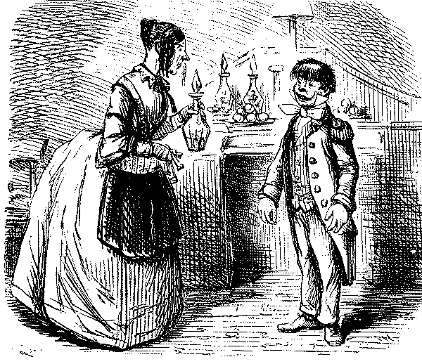 Mistress speaking to flunkey.