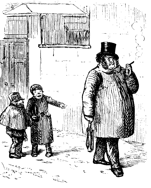 Large man with skates.