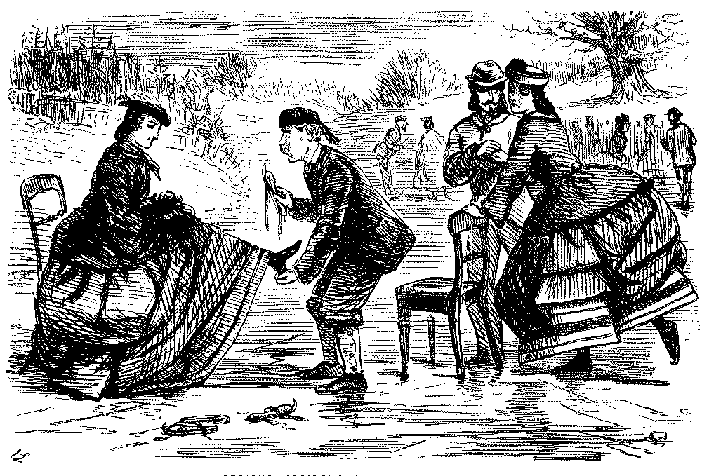 Two men speaking to two women.