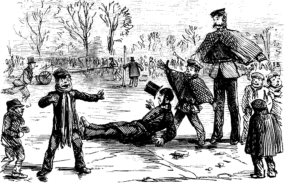 Policeman fallen on ice.
