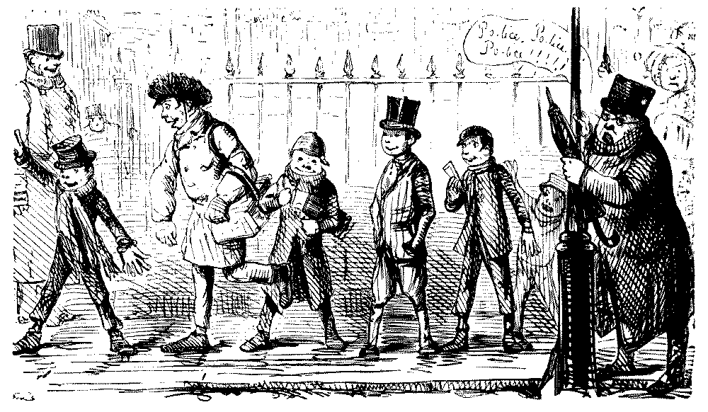 Children sliding, man holding support.