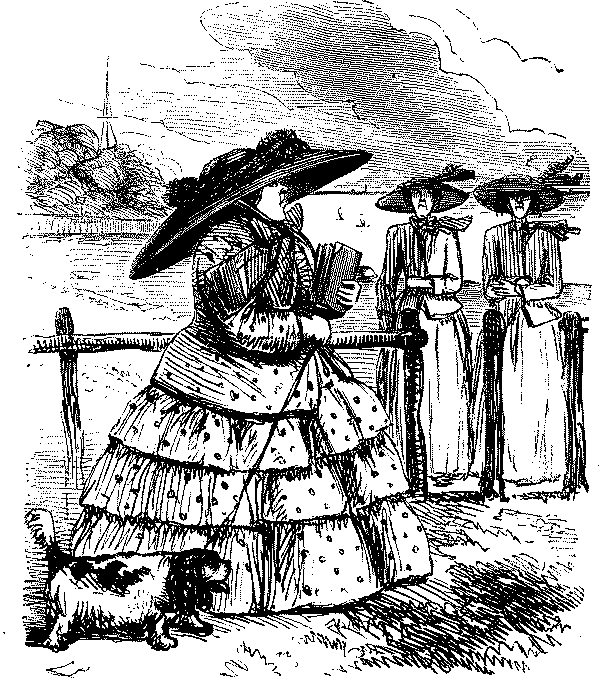 Lady commenting on passers-bye.