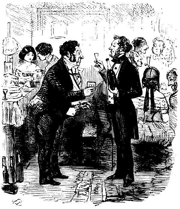 Two men talking.