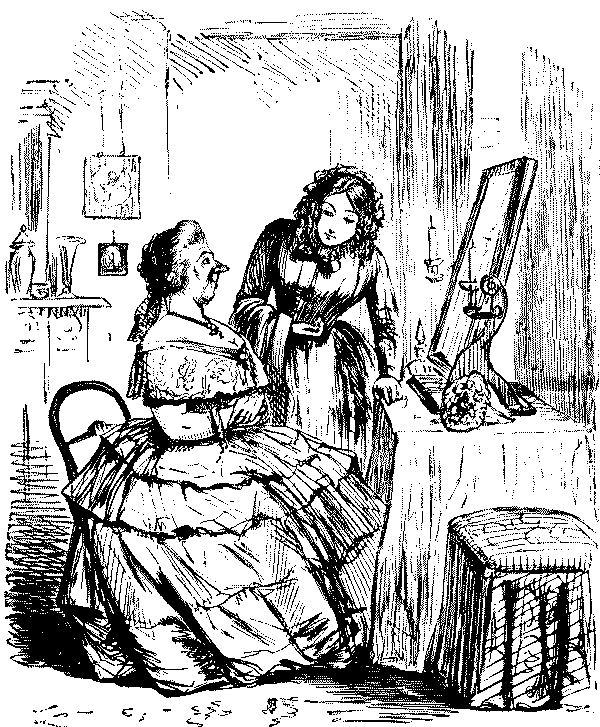 Plain lady talking to her maid.