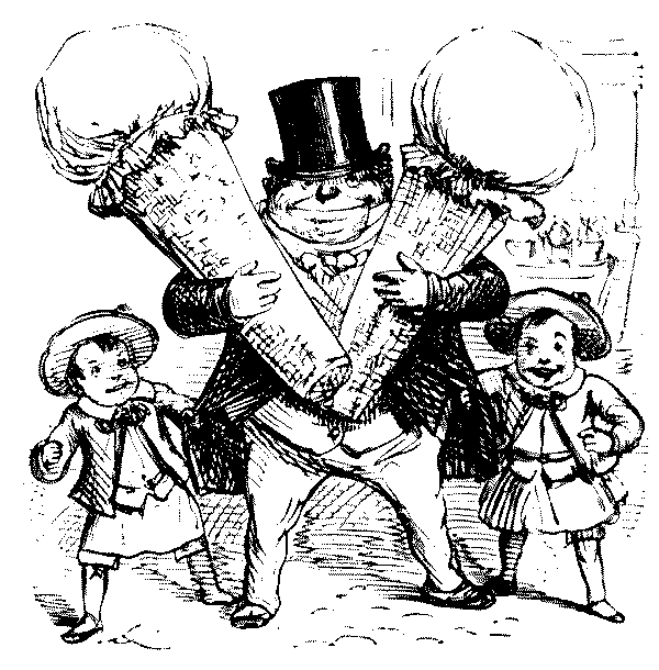 Father with giant ice creams.
