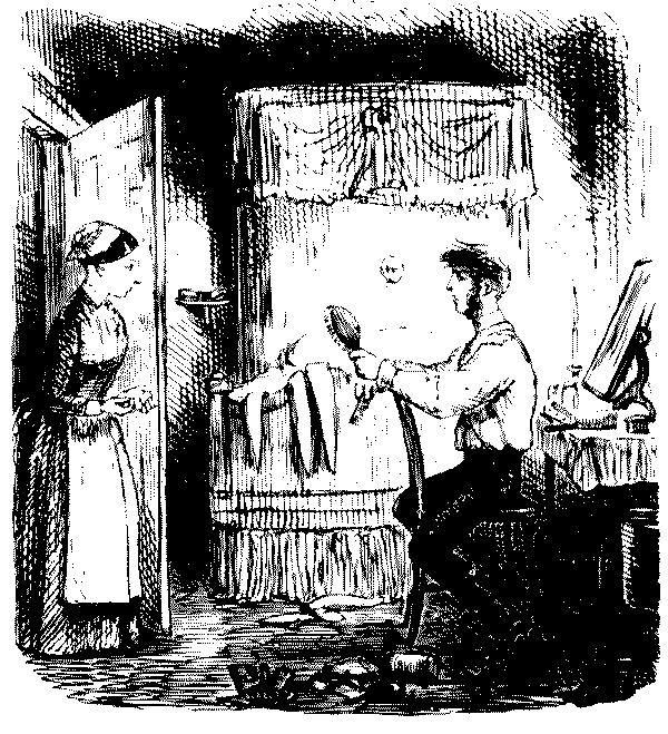 Man speaking to maid.