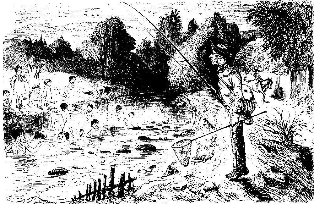 Crowd of children swimming at the spot.