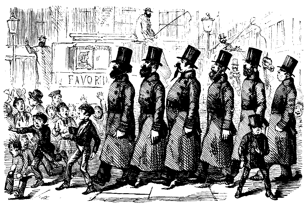 Six fearsome looking policemen.