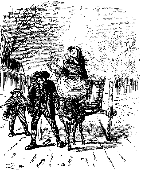 Man leading horse ,and cart loaded with ice.