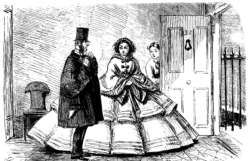 Room for only one in the carriage when wearing a wide dress.