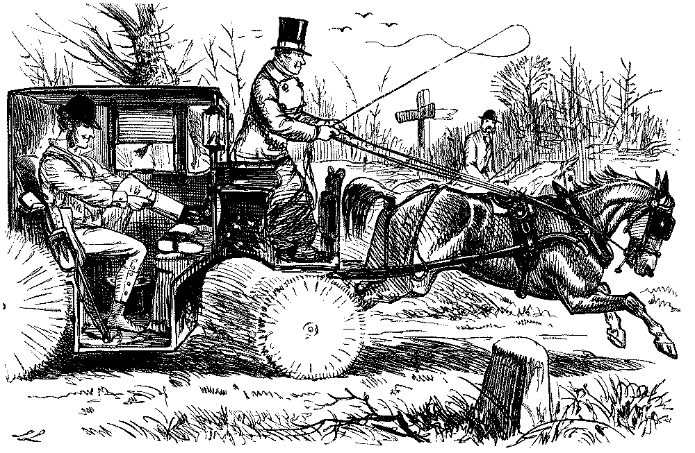 Man changing to hunting pink in carriage.