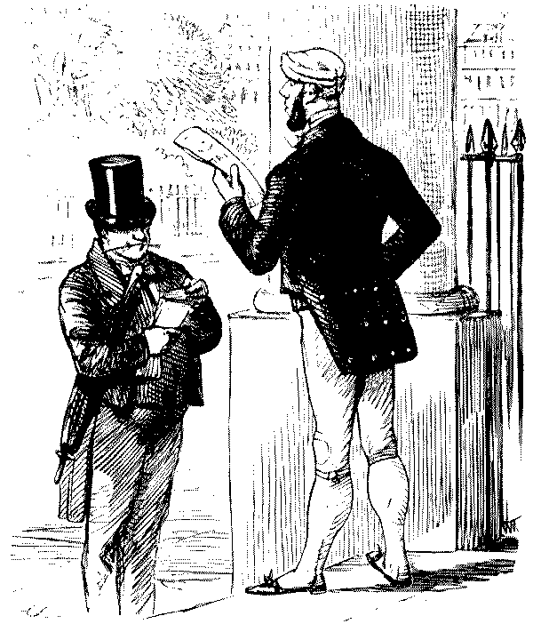 Two men talking.