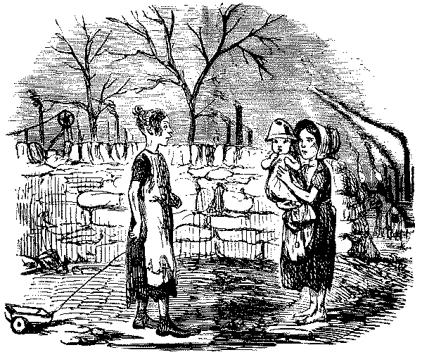 Two girls talking.