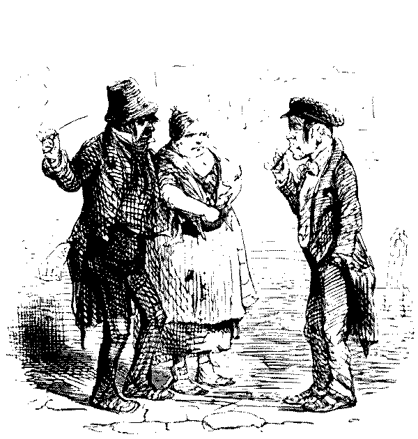 Man and woman talking to man.