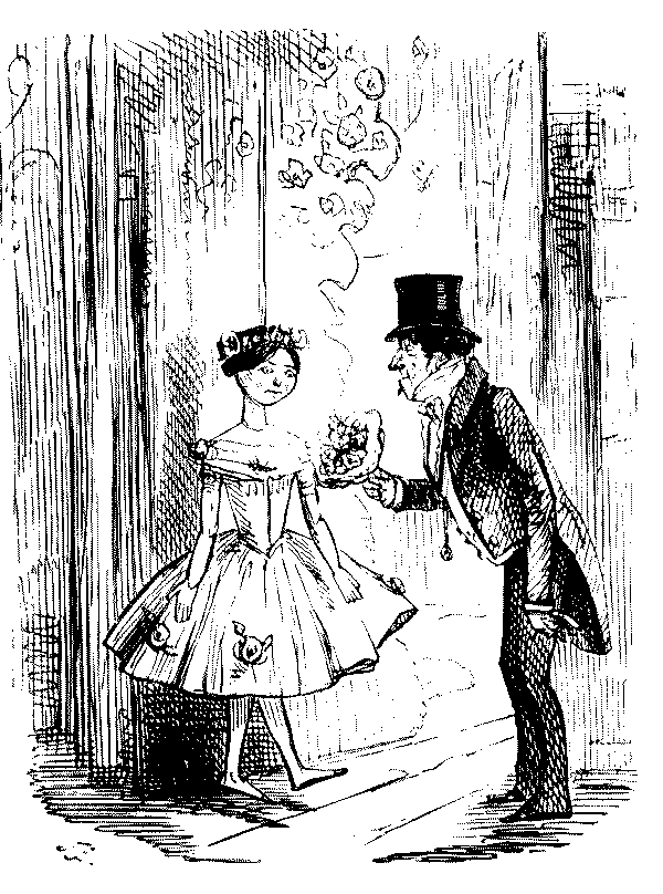 Young lady approached by much older man.
