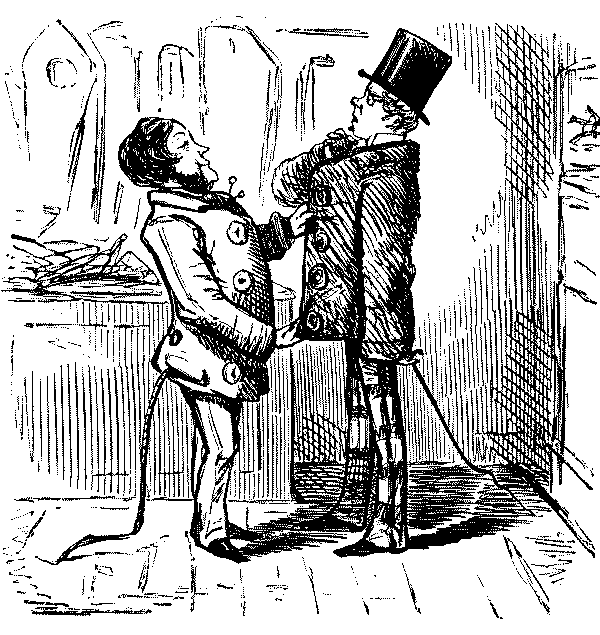 Tailor talking to customer.