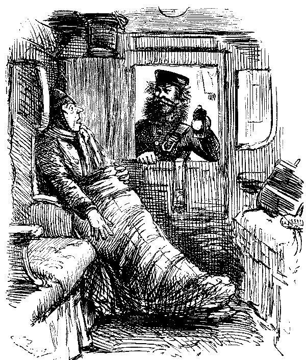 Inspector talking to man through carriage window.