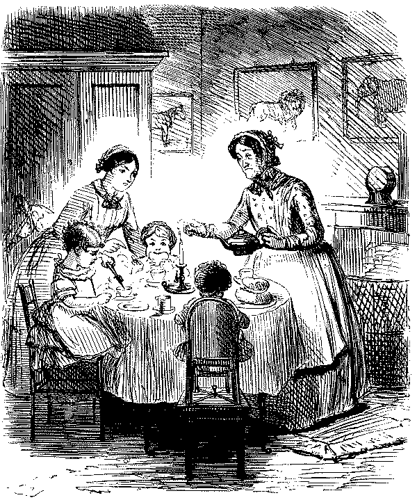 Children at teain the nursery.