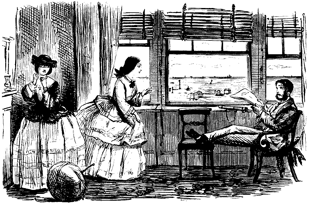 Lady adressing man sitting on an easy chair