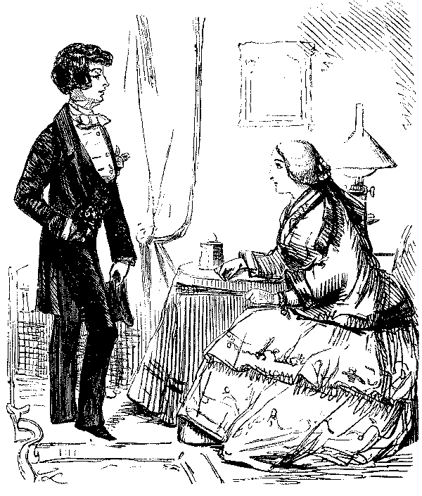 Man speaking to lady.