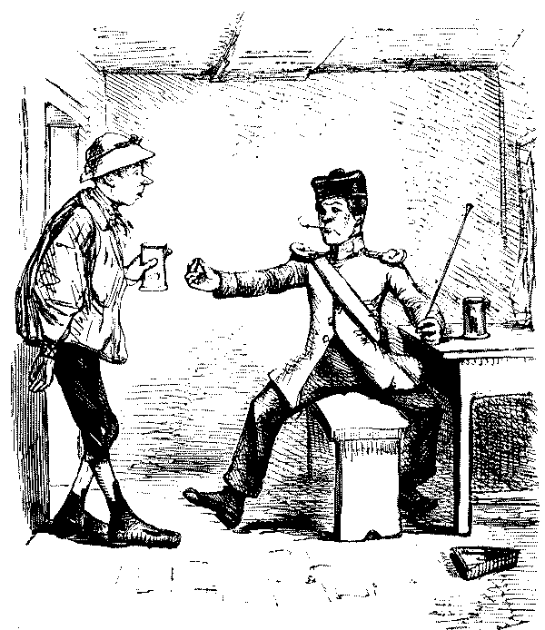 Soldier talking to countryman.